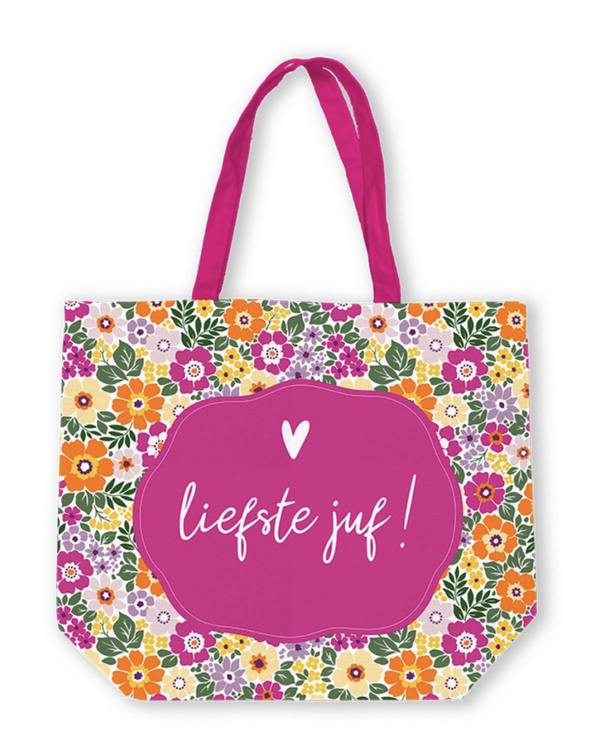 Canvas tas Liefste Juf Summer Flower