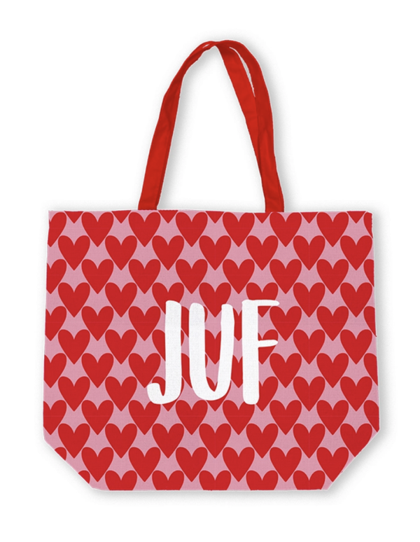Canvas tas Juf Hartjes XL