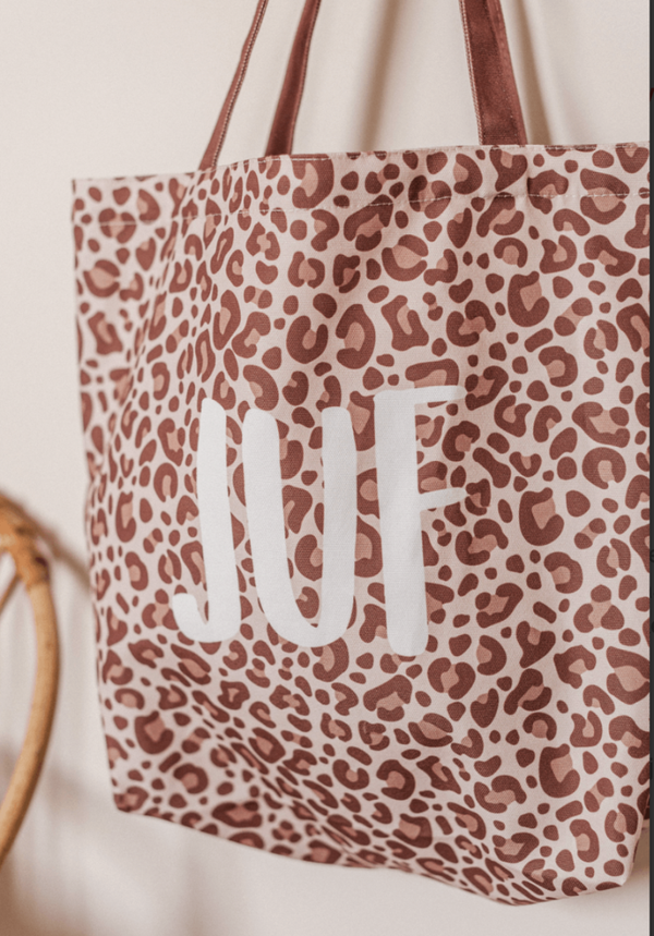 Canvas tas Leopard Juf
