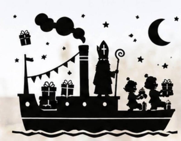 Herbruikbare raamstickers - Stoomboot