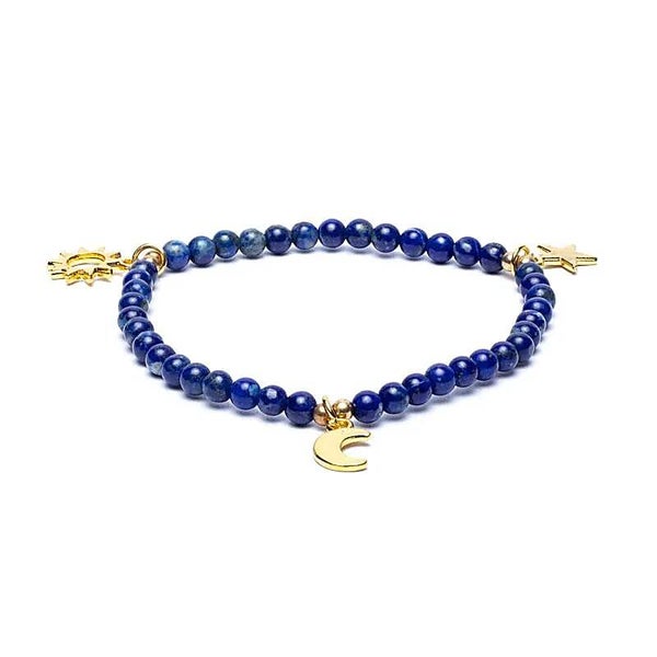 Armband lapiz lazuli zon maan ster