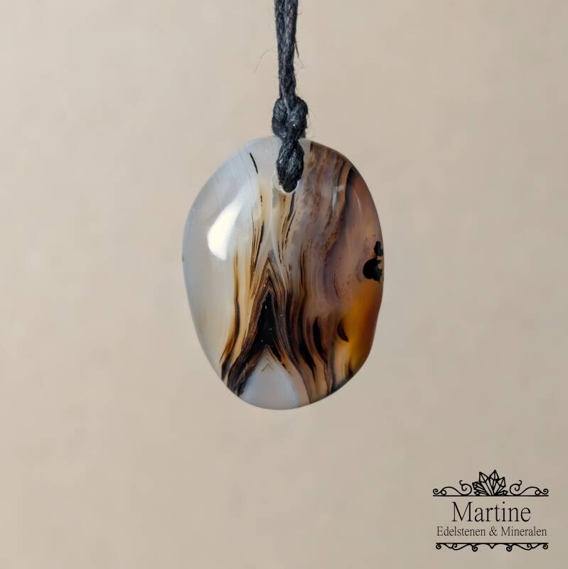 Dendriet Agaat edelsteen hanger, Martine-edelstenen