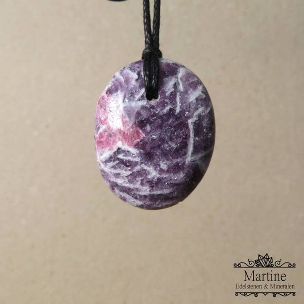 Roze Toermalijn + Lepidoliet amulet hanger.