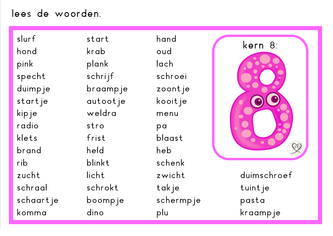 Kern 8 / Veilig Leren Lezen / Groep 3 | juf-cindy.nl