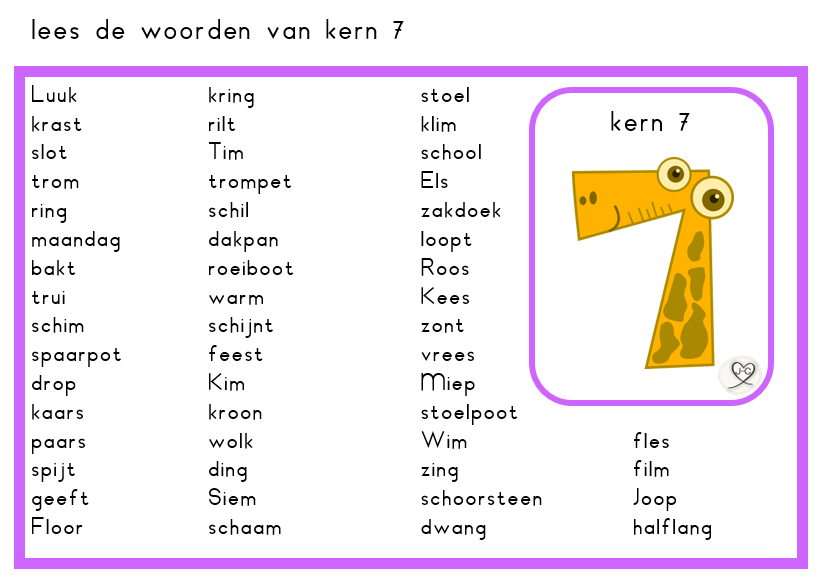 Kern 7 / Veilig Leren Lezen / Groep 3 | juf-cindy.nl