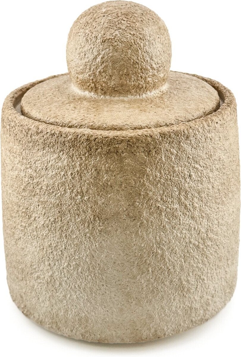 Beige pot met deksel | M