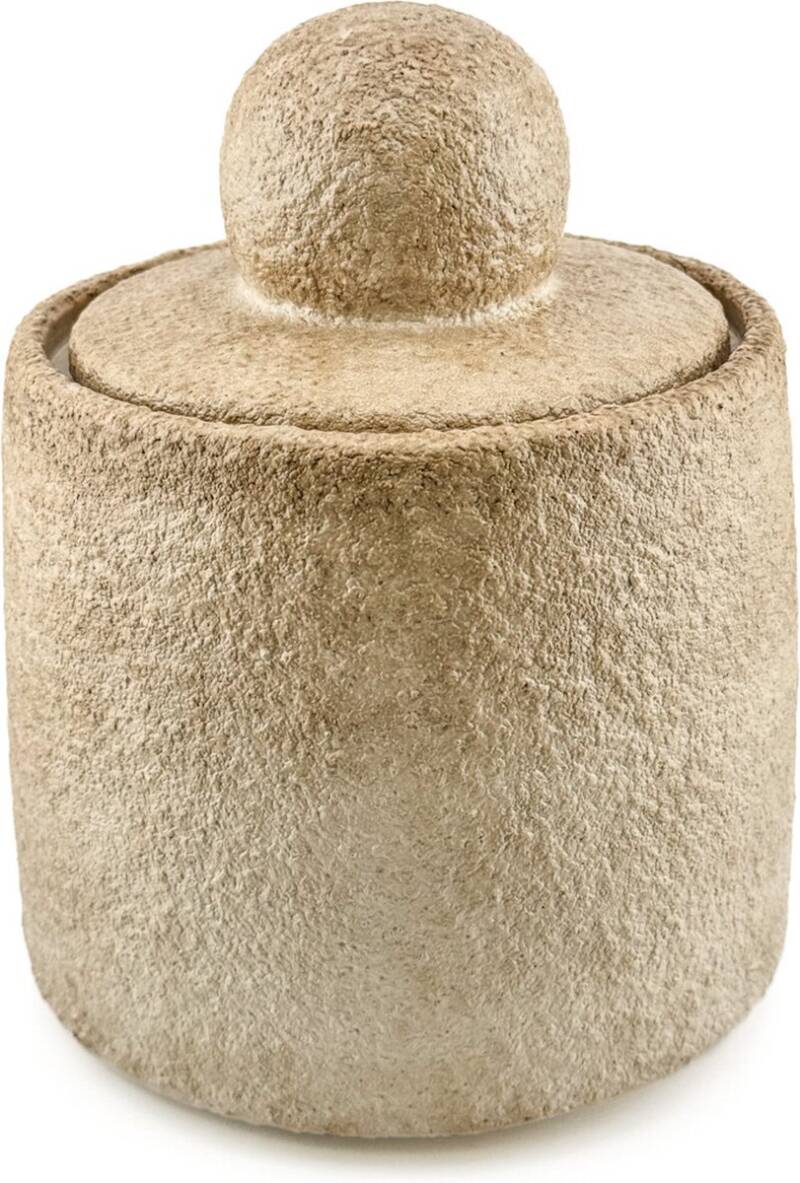 Beige pot met deksel | M