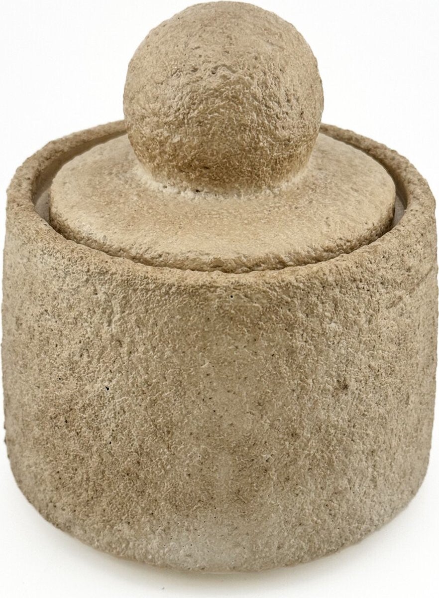 Beige pot met deksel | S