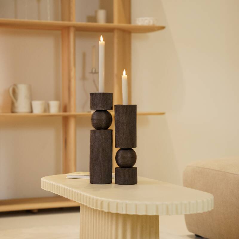 Combi Deal | Set Bruine Polyresin Kandelaars