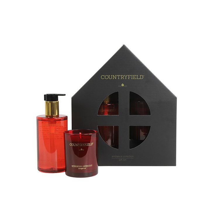 Gift box hand wash & kaars rood | Elegance
