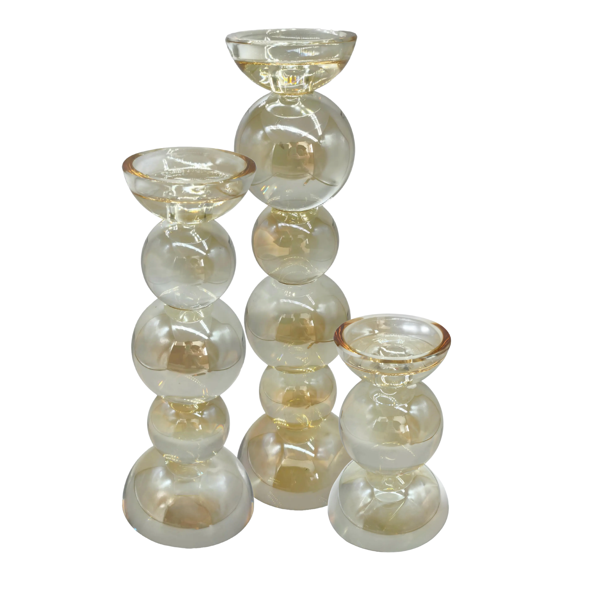 Kaarshouders Kristalglas | goud glans | set van 3