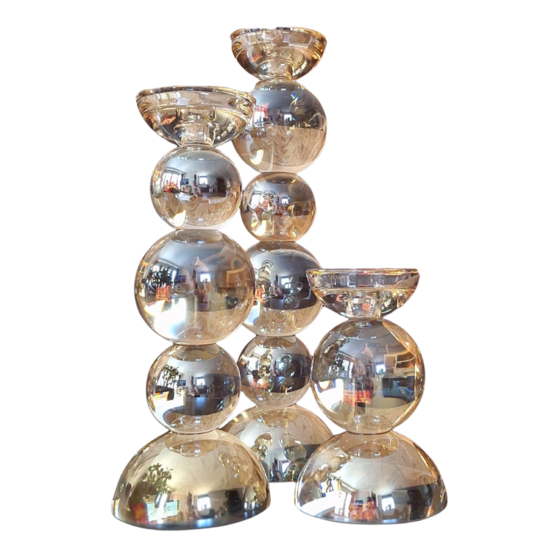 Kaarshouders Kristalglas | goud glans | set van 3