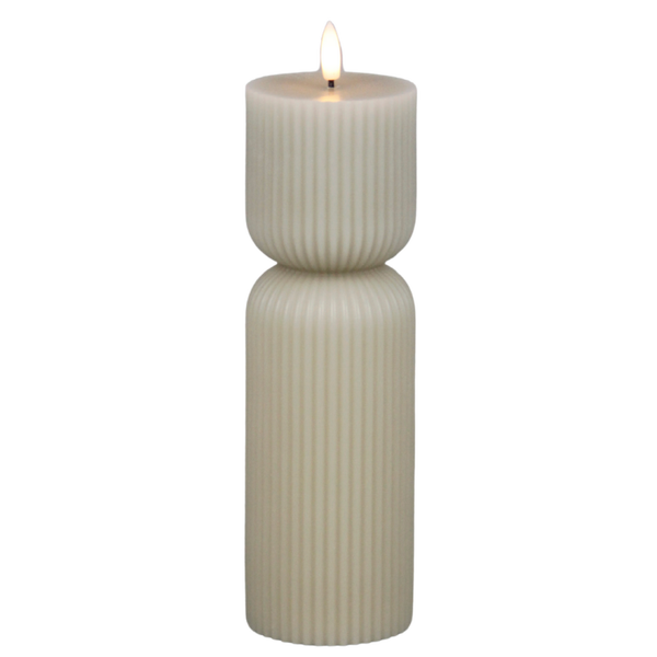 Beige LED kaars hoge ribbel | L