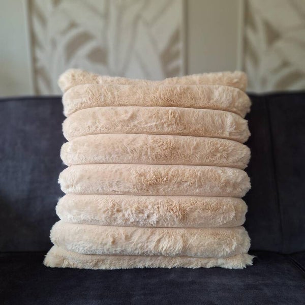 Luxe sierkussen Fluffy Rib | zand