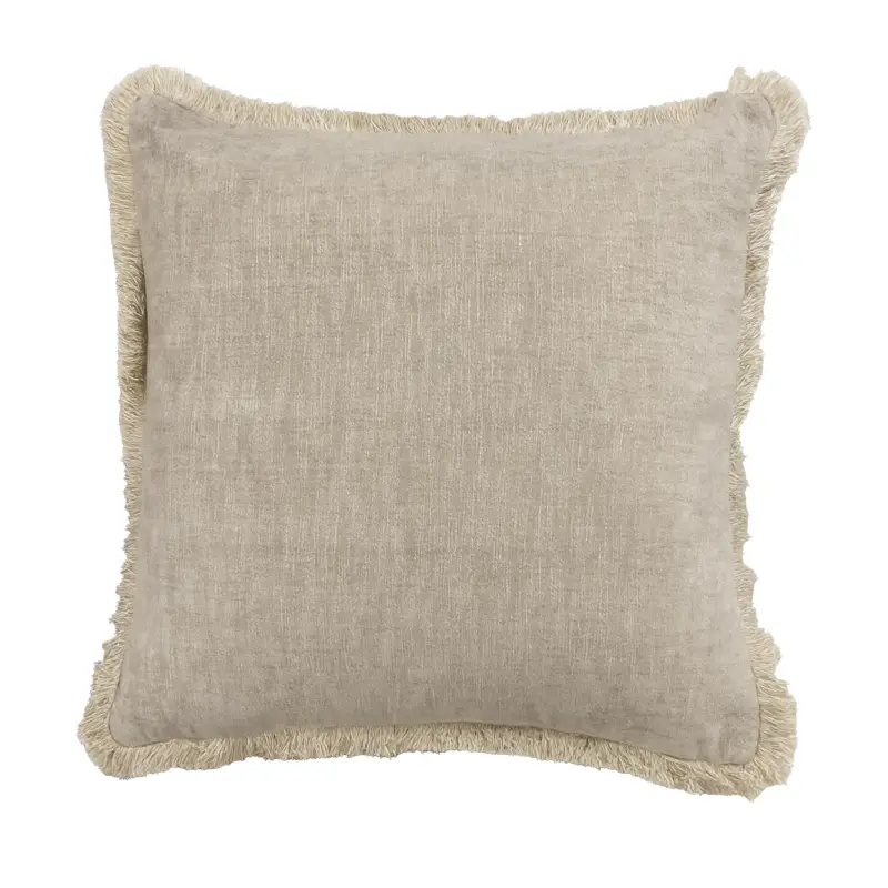 Luxe sierkussen met franjes | beige