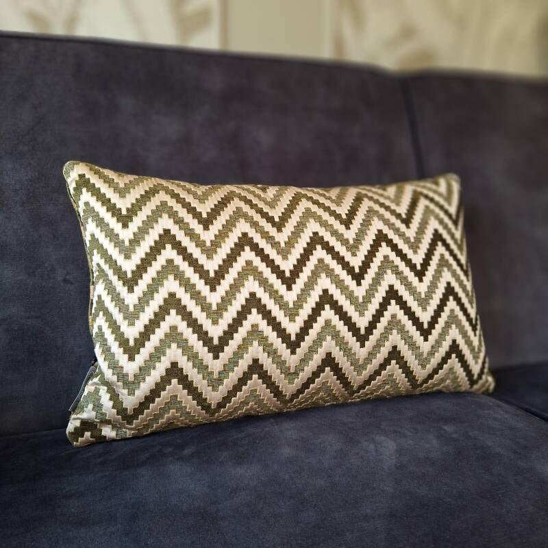 Luxe sierkussen Zig Zag | beige groen