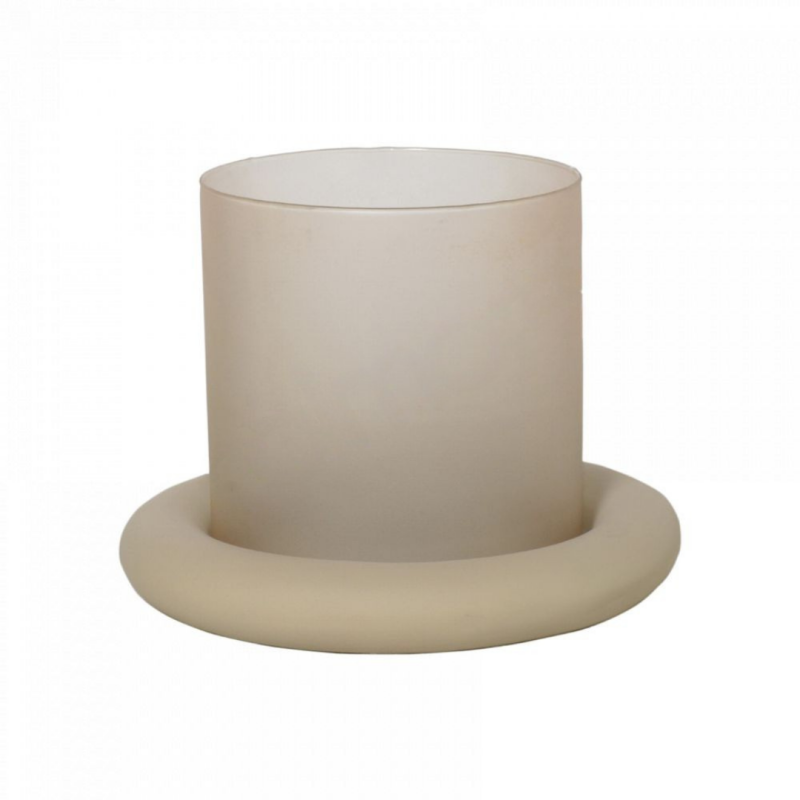 Luxe windlicht beige | zandglas L