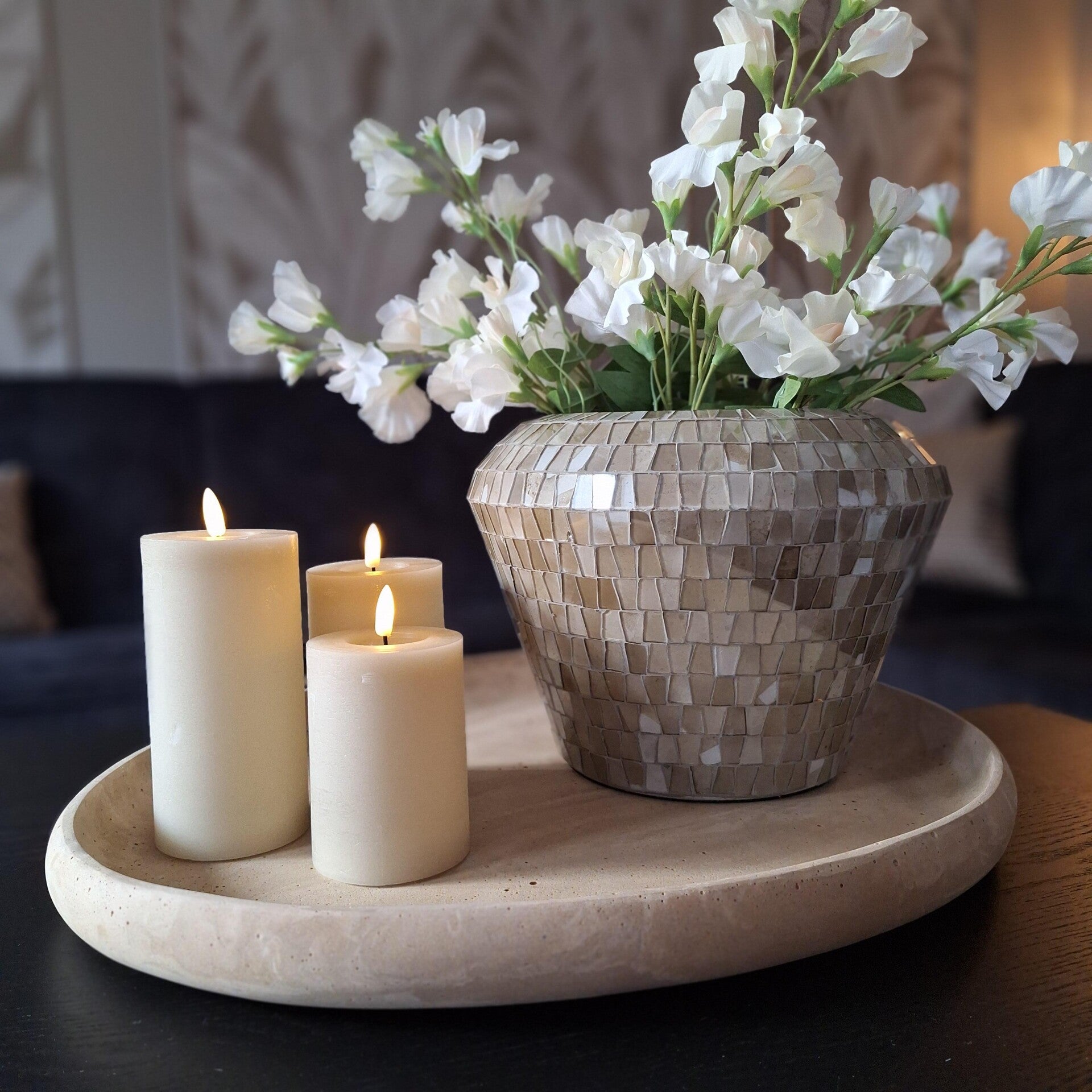 Mozaiek vaas op plateau