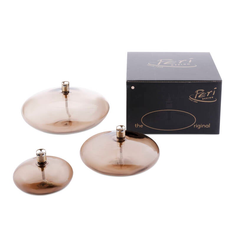 Olielamp Schijf champagne | set van 3