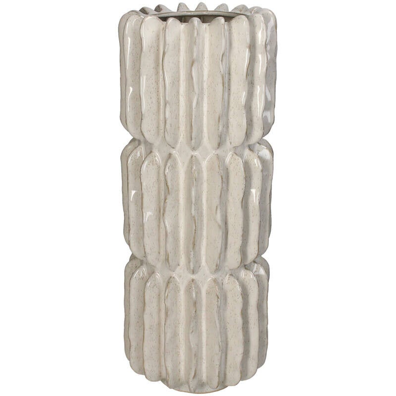 Ribbel vaas L | ivoor