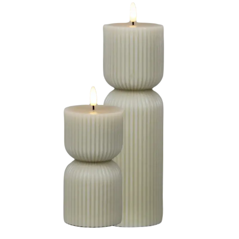 Set LED kaarsen hoge ribbel | beige