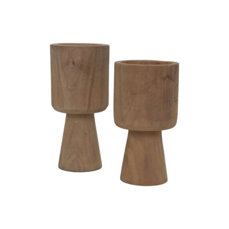 Set kandelaars naturel-teak