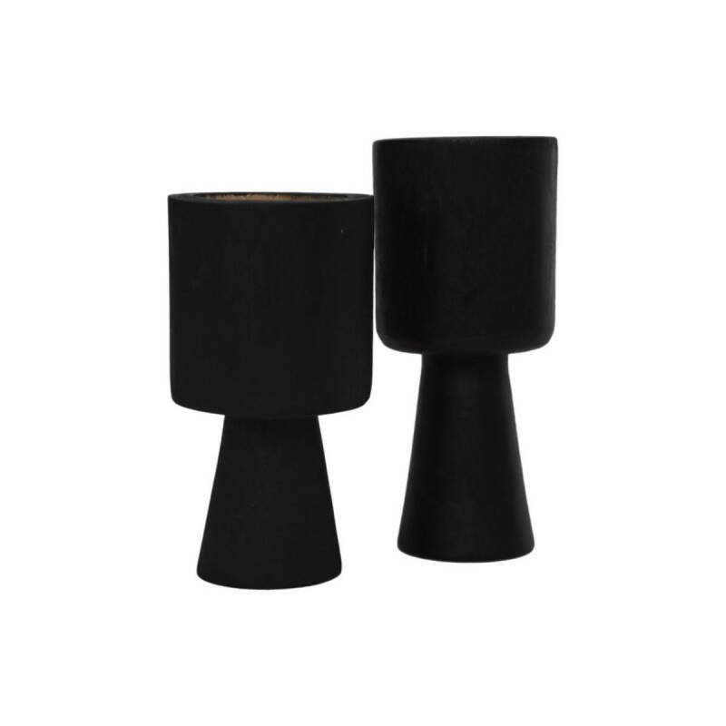 Set Kandelaars zwart-teak