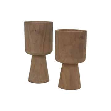 Set kandelaars naturel-teak