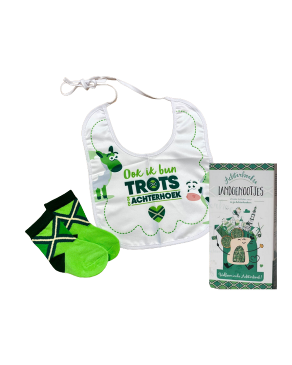 Achterhoekse babypakket 2 (muisjes, slabber, sokken)