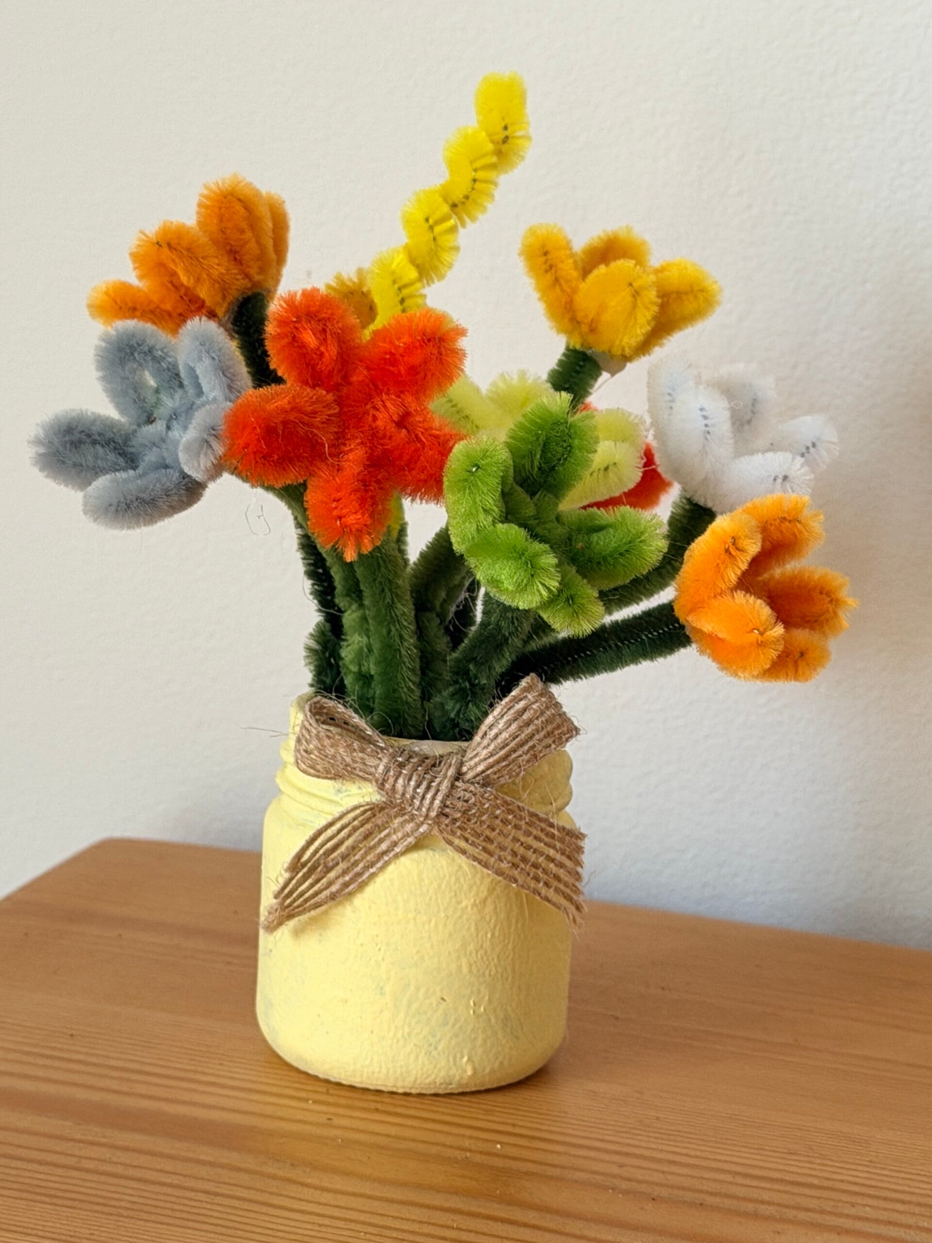 Pipe cleaners in potted glass jar collection