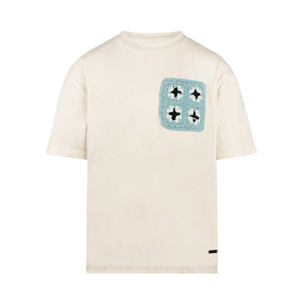 No Way Monday meisjes T-shirt loose fit off white crochet