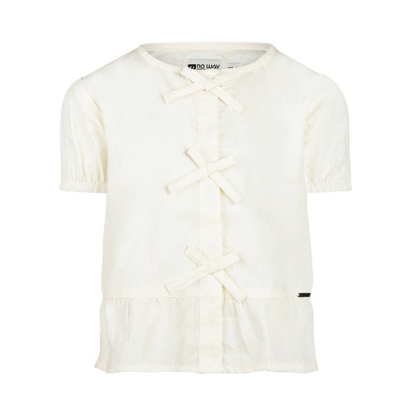 No Way Monday meisjes blouse off white strikjes 100% katoen