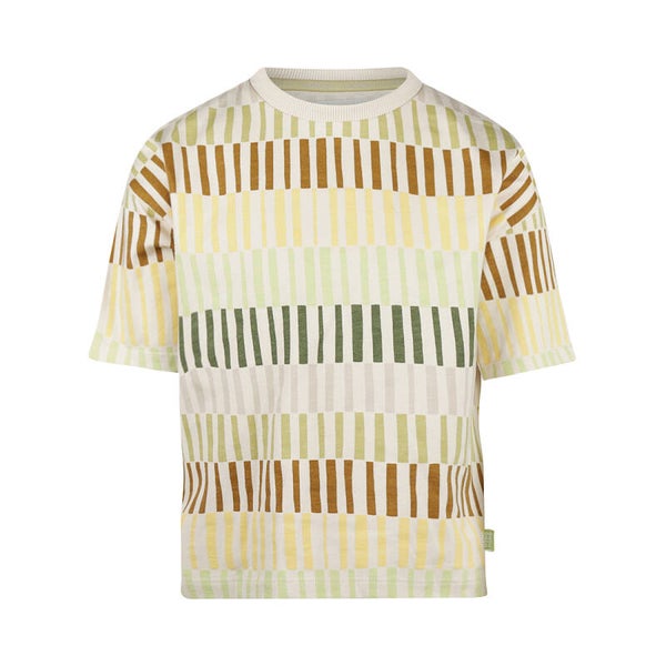 Koko Noko jongens T-shirt loose fit zachtgroen off white