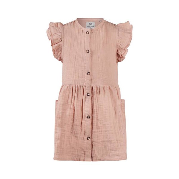 Koko Noko meisjes jurk zachtroze ruffles mousseline