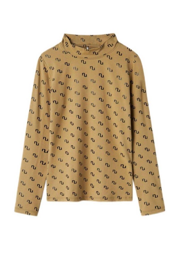 NAME IT  longsleeve NKFNIKANEL met all over print mosterd/zwart