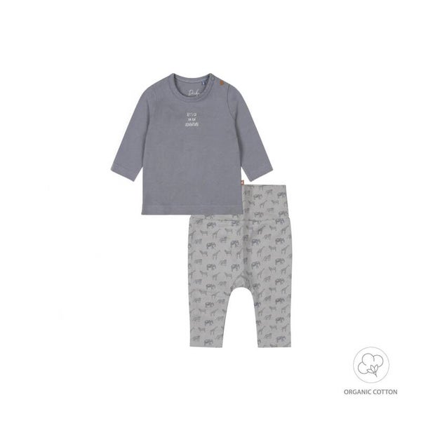 Dirkje jongens baby bio longsleeve broek zachtblauw safari