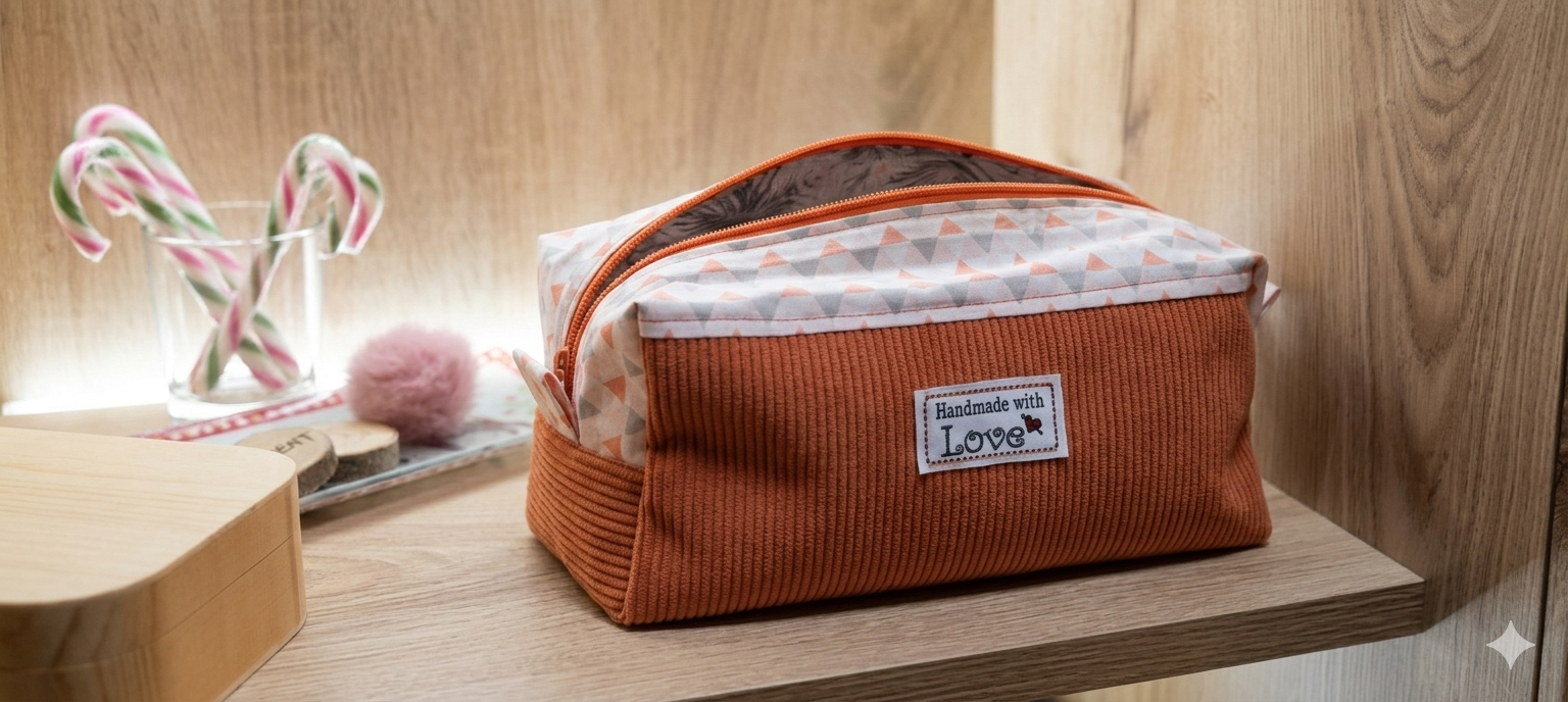Trousse de toilette Rectangulaire Bi colore orange