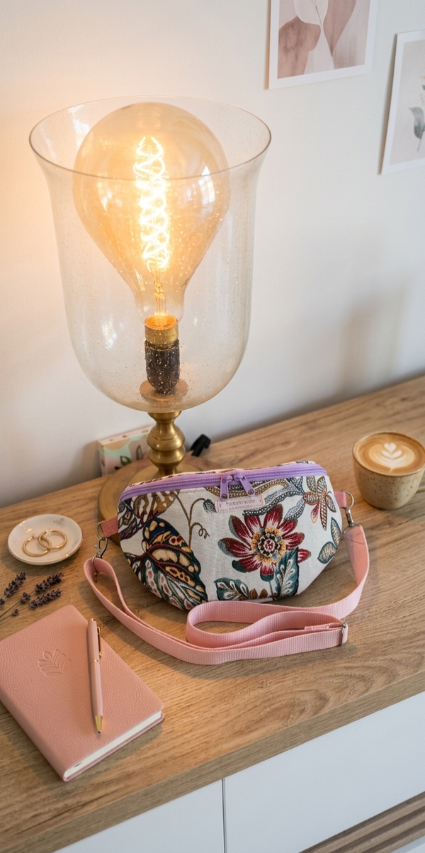 Sac banane tissu fleur
