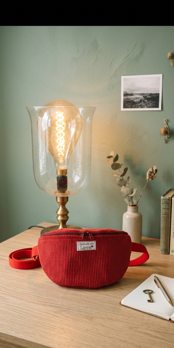 Sac banane Velours côtelé  rouge