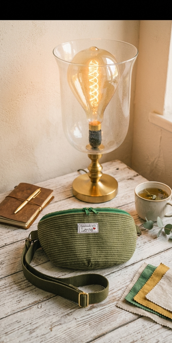 Sac banane Velours côtelé  vert