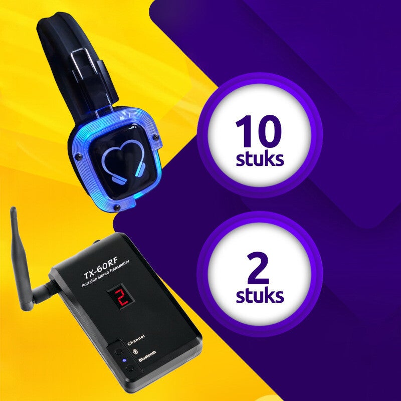 10 koptelefoons + 2 zenders