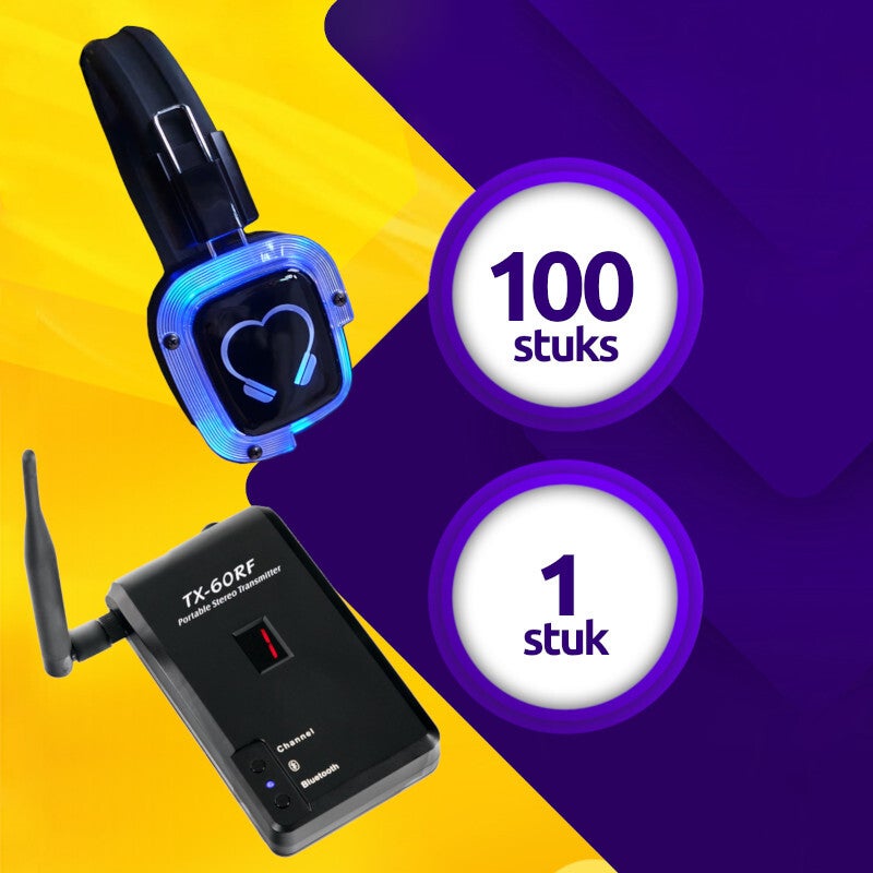 100 koptelefoons + 1 zender