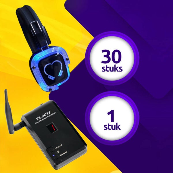 30 koptelefoons + 1 zender
