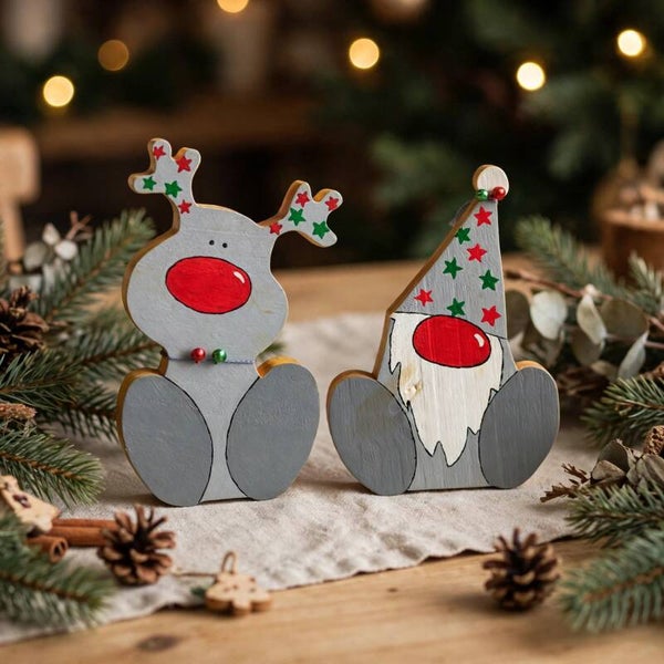 Duo renne et gnome de Noël
