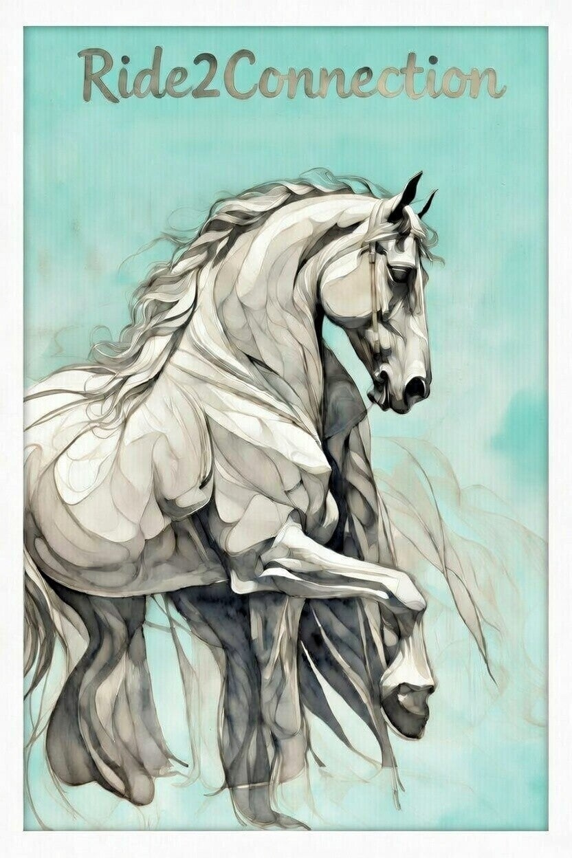 Stolzes Pferd mit Logo von Ride2Connection