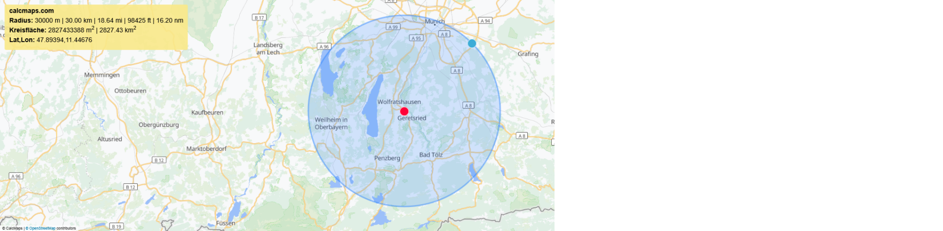 Einzugsgebiet für Pferdetraining südlich von München