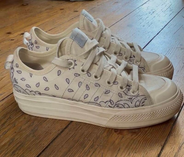 Adidas Nizza Platform Paisley Trainers – Cream/Black