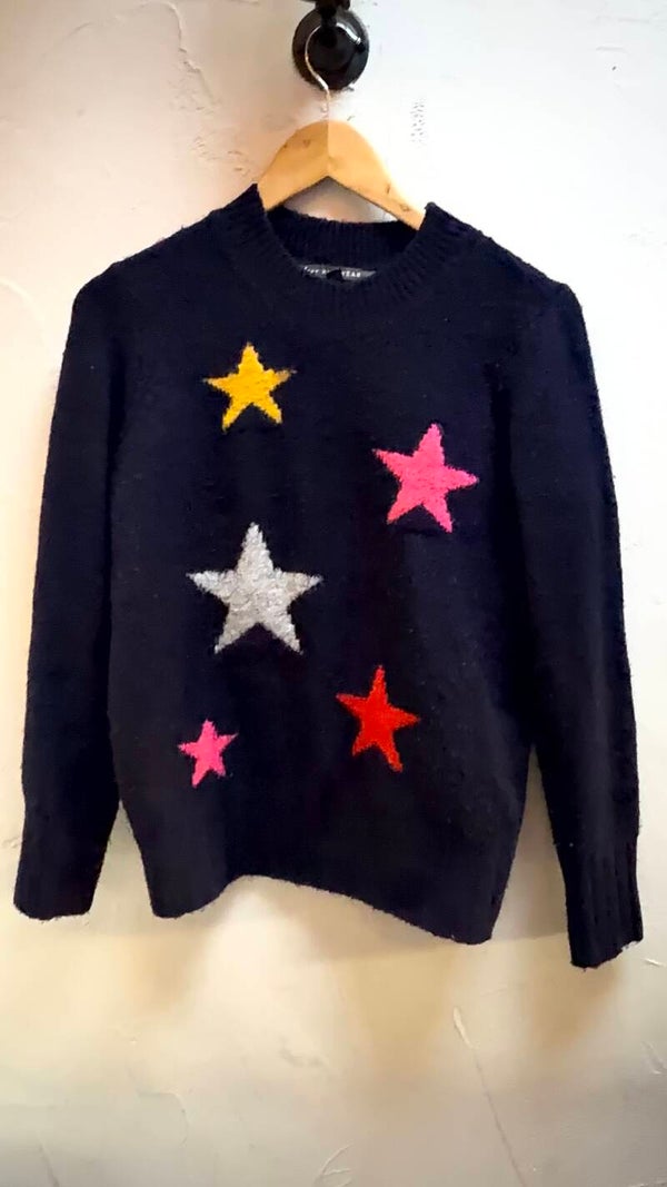 Bonmarché Navy Star Jumper – UK 12