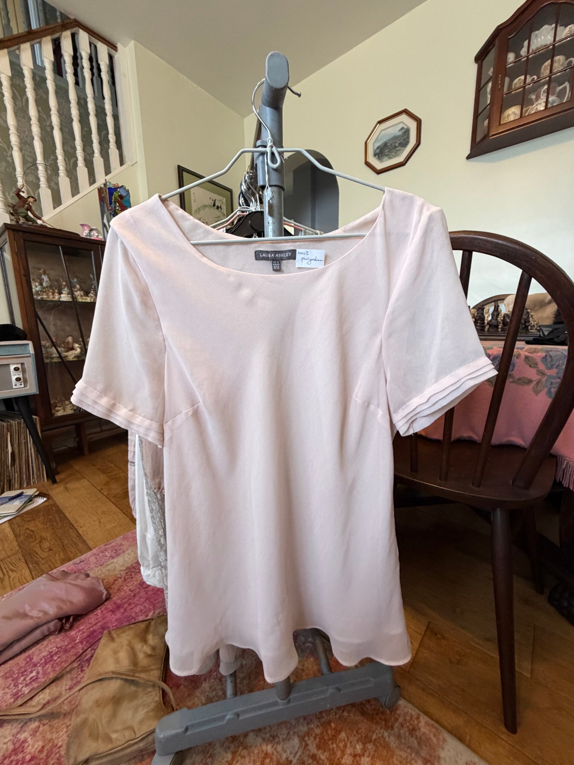Laura Ashley Pale Blush Pink Short Sleeve Blouse – Size 12
