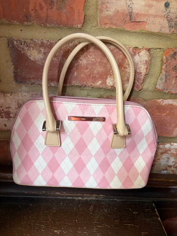 NEXT Pink Argyle Y2K Handbag – Cream Handles